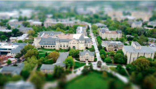 Aerial view of a small town